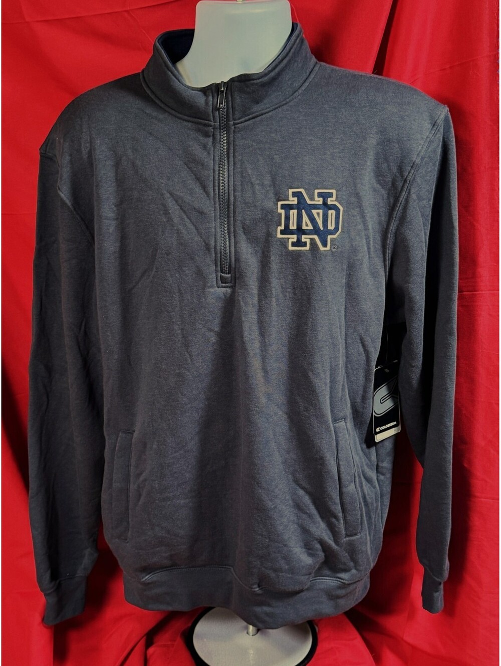 Notre Dame Fighting Irish Tortugas Logo 1/4 Zip Jacket Charcoal Mens M NWT
